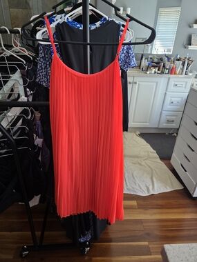 Peach Love California Coral Pleated Slip Dress